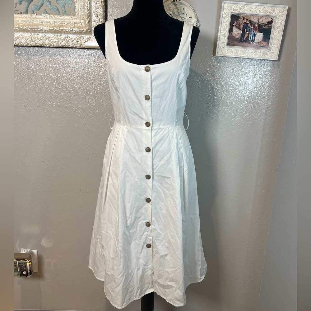 A New Day White Button-Front Dress